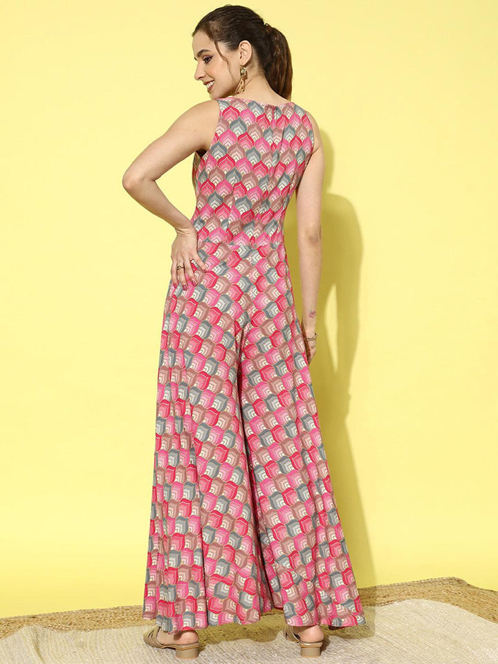 Multicoloured Printed Rayon Jumpsuit - Libas