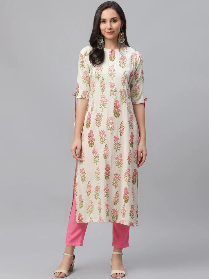 Multicoloured Printed Rayon Kurta - Libas