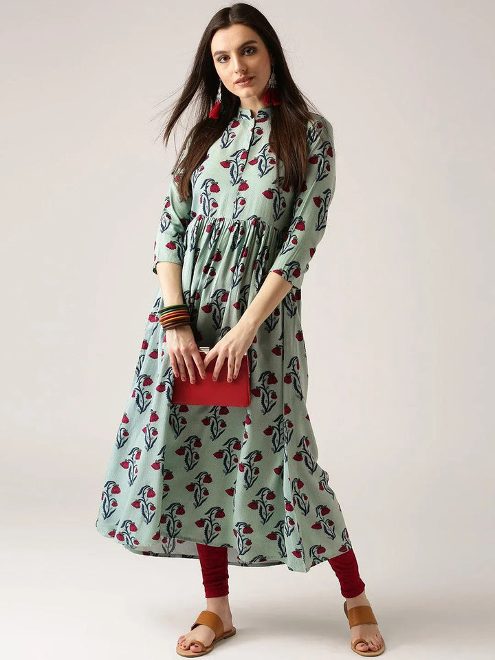 Multicoloured Printed Rayon Kurta - Libas