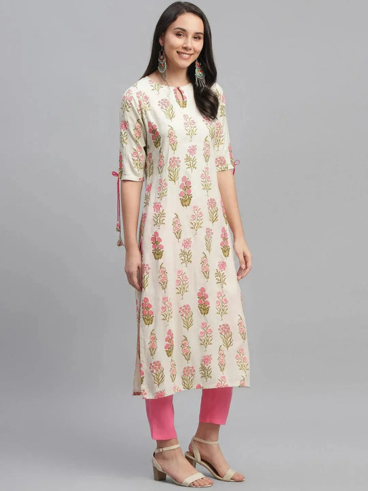 Multicoloured Printed Rayon Kurta - Libas