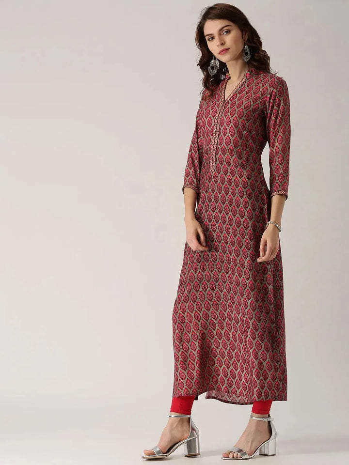 Multicoloured Printed Rayon Kurta - Libas