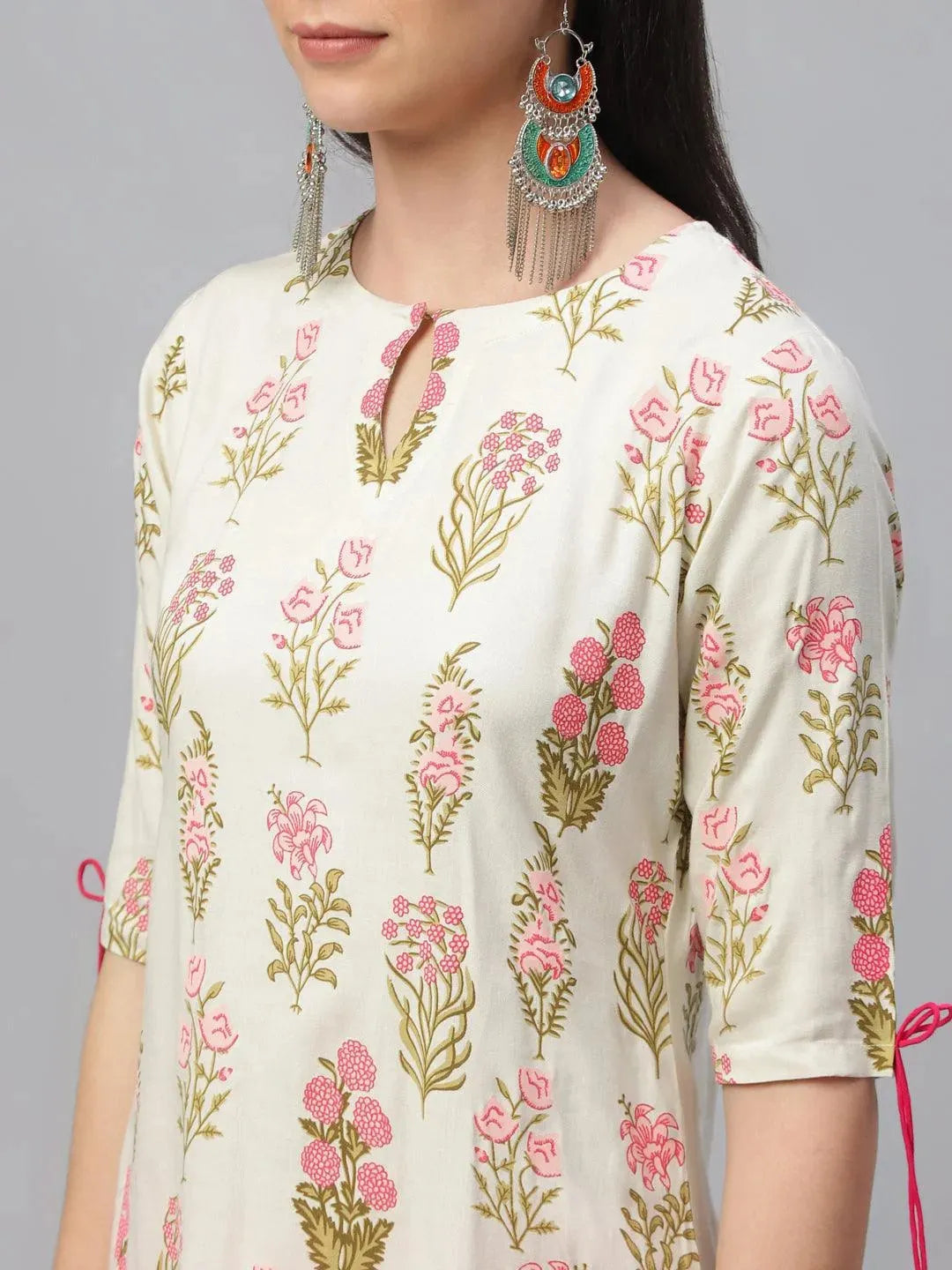 Multicoloured Printed Rayon Kurta - Libas