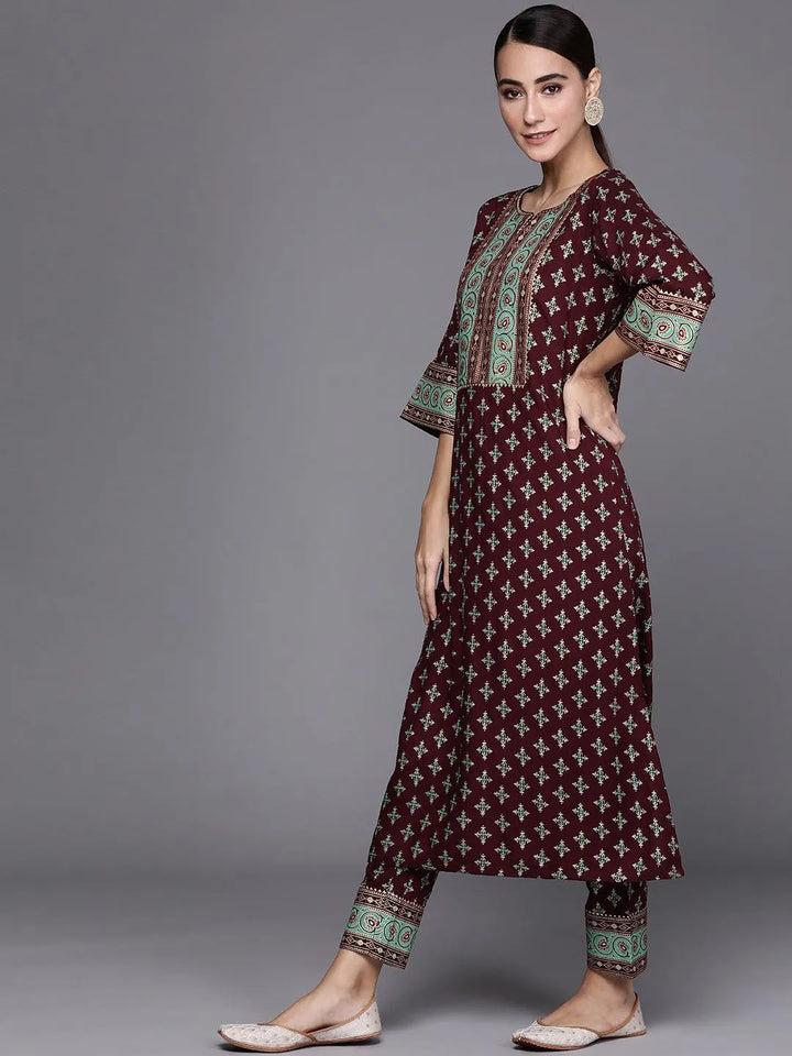 Multicoloured Printed Rayon Suit Set - Libas