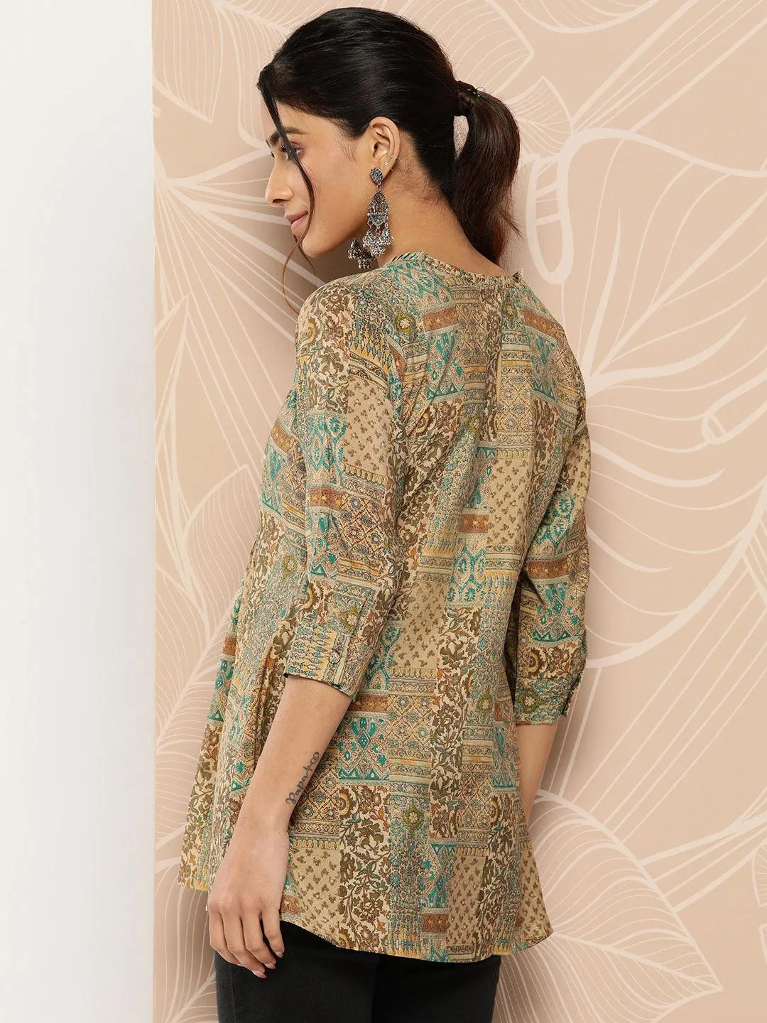 

Multicoloured Printed Silk Blend A-Line Kurti