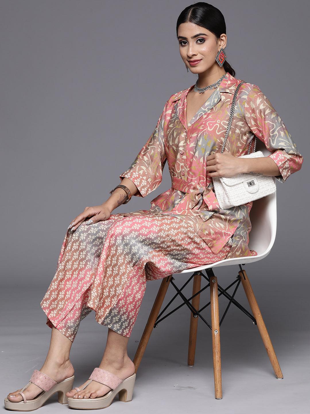Multicoloured Printed Silk Blend Shirt With Palazzos