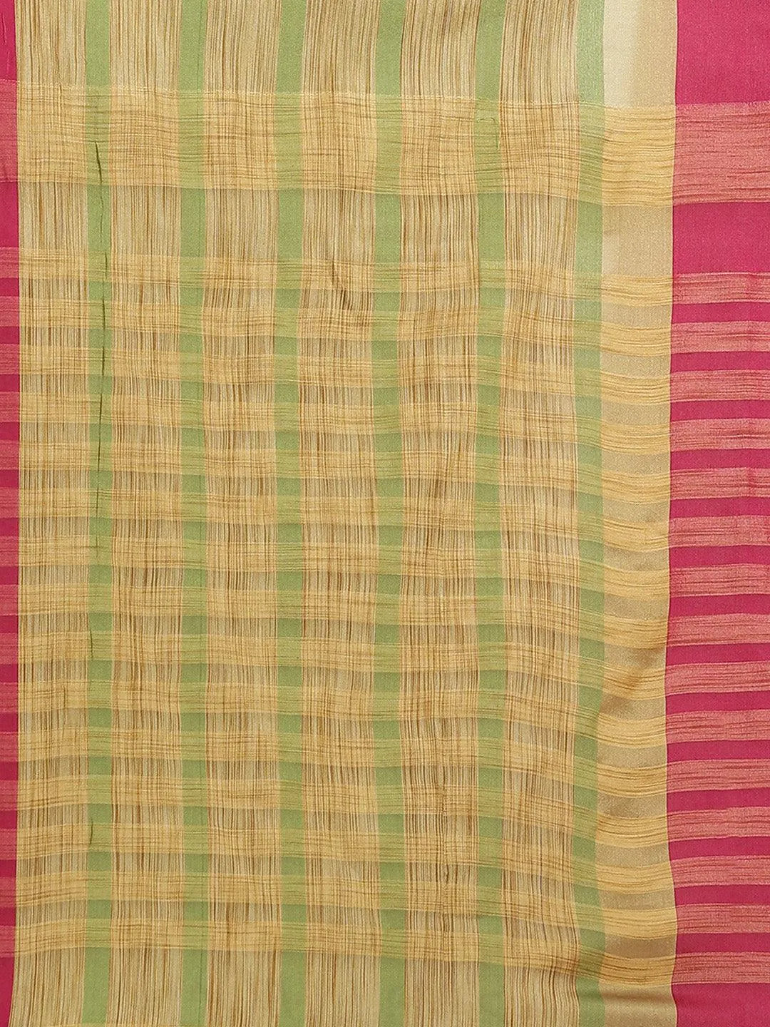 Multicoloured Striped Polyester Silk Saree - Libas