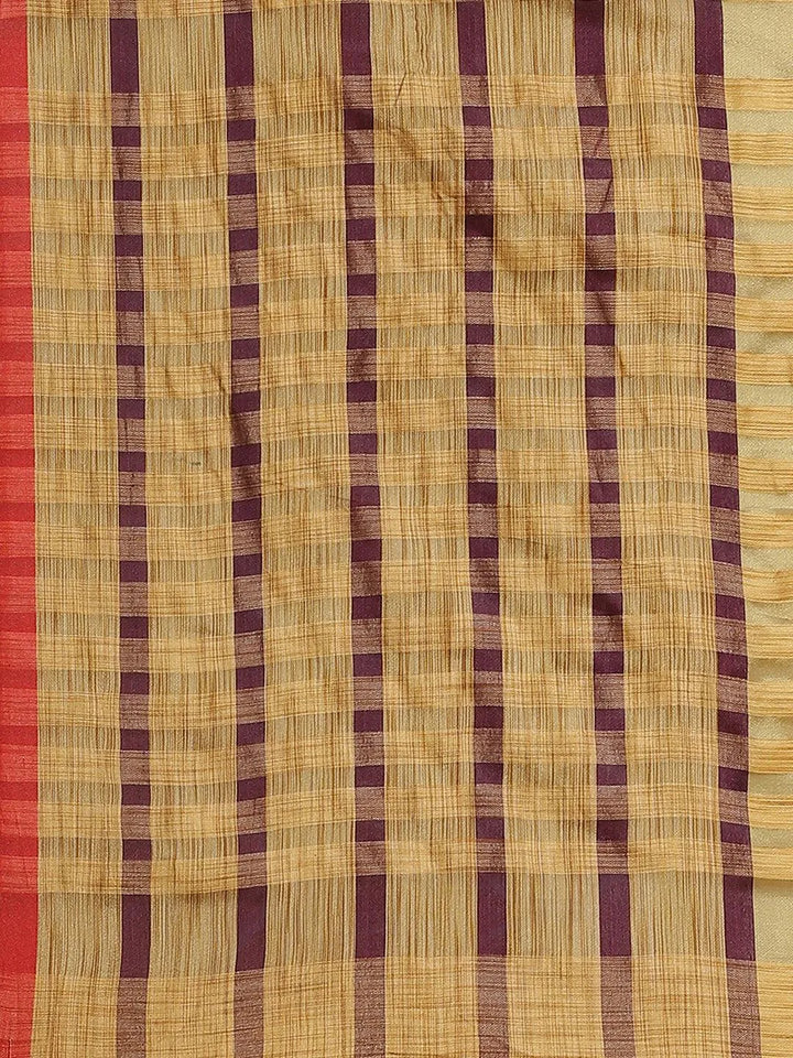 Multicoloured Striped Polyester Silk Saree - Libas