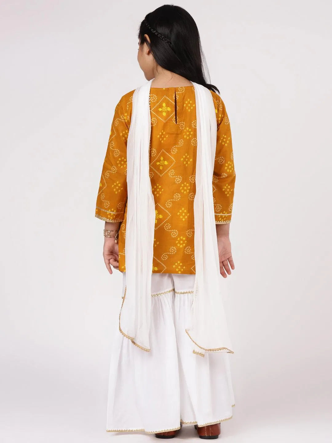 Mustard Printed Cotton Suit Set - Libas 