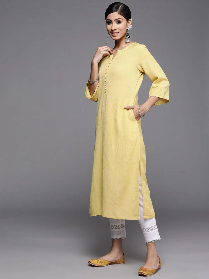 Mustard Solid Rayon Kurta - Libas