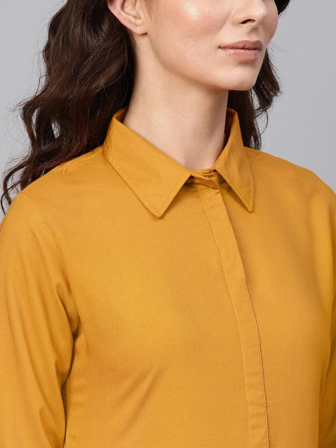 Mustard Solid Rayon Kurta - Libas