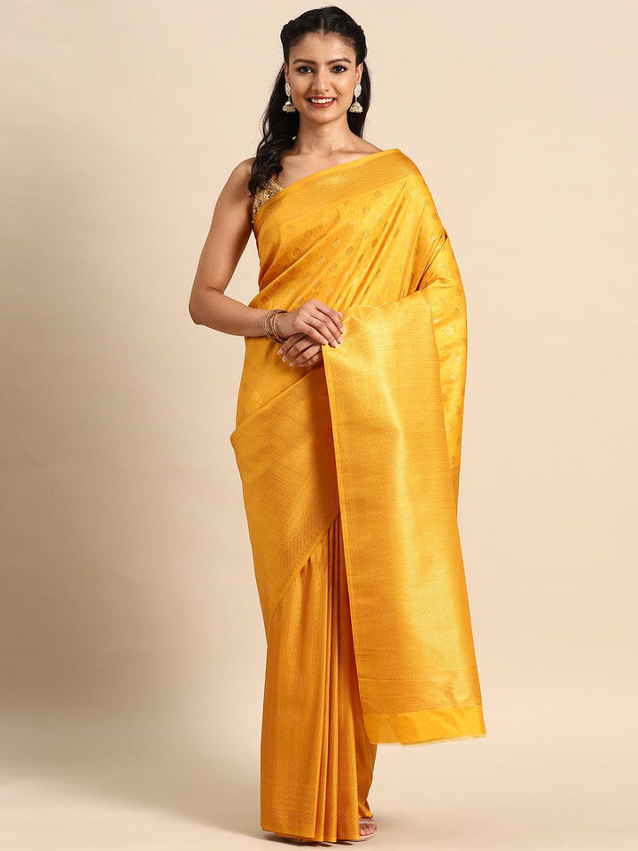 Mustard Woven Design Brocade Saree - Libas