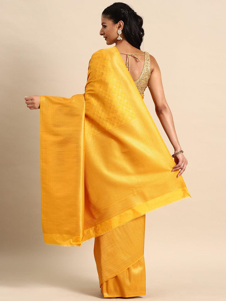 Mustard Woven Design Brocade Saree - Libas