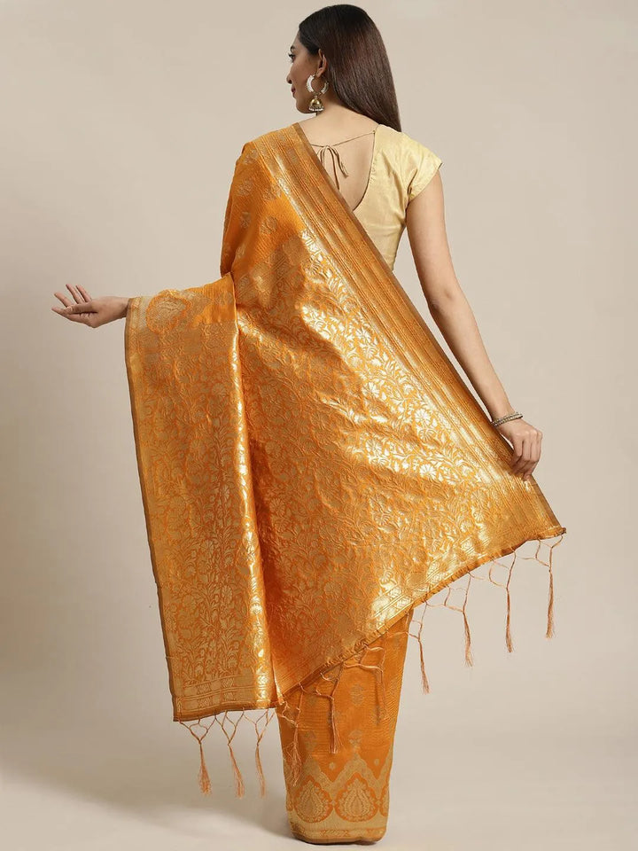 Mustard Woven Design Brocade Saree - Libas