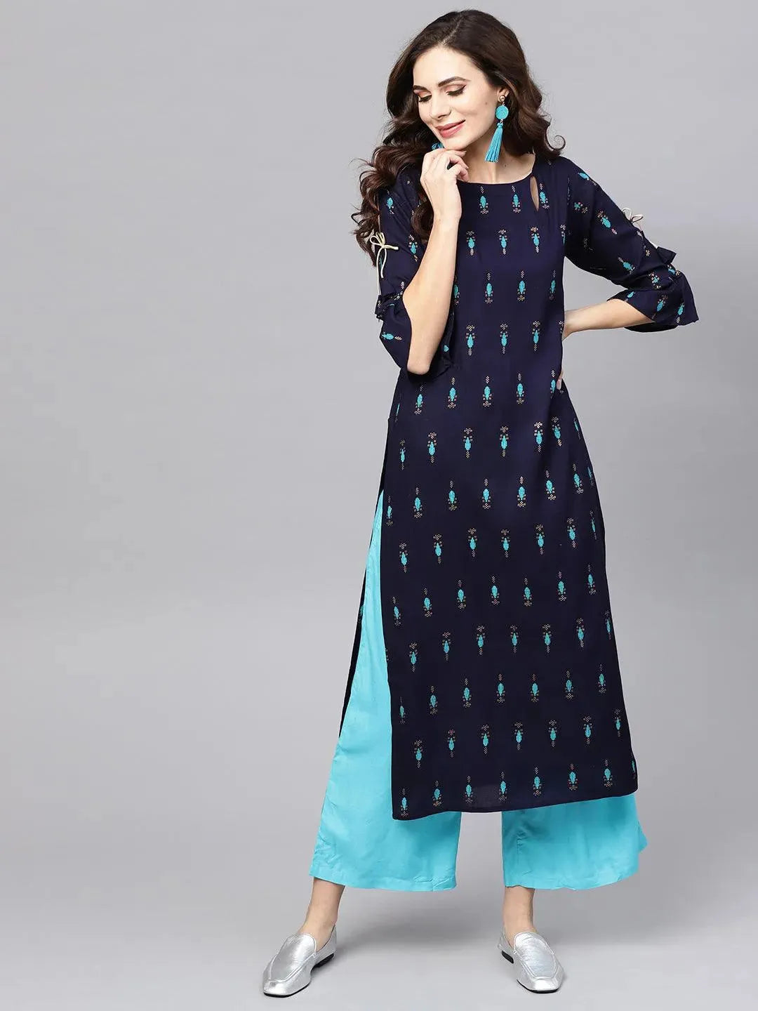 

Buy Navy Blue Printed Rayon Straight Kurta - 8072MJ-XS | Libas Ethnic Wear Online