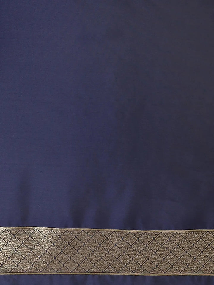 Navy Blue Woven Design Silk Saree - Libas