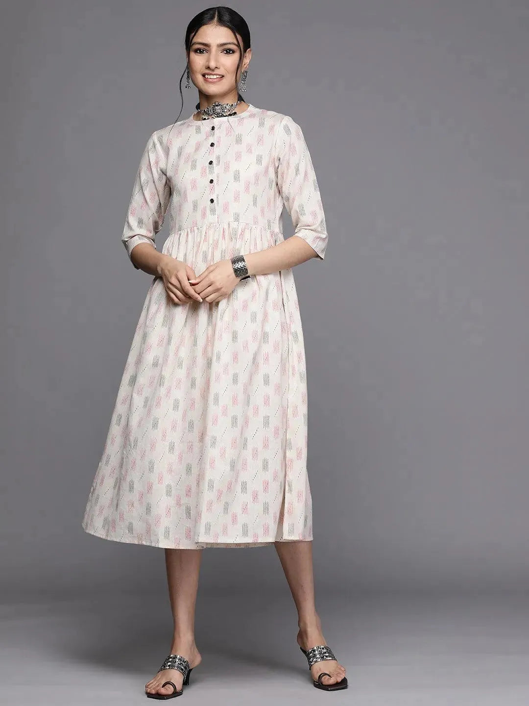 

Buy Off White Printed Cotton Dress - 23348O- | Libas Ethnic Wear Online