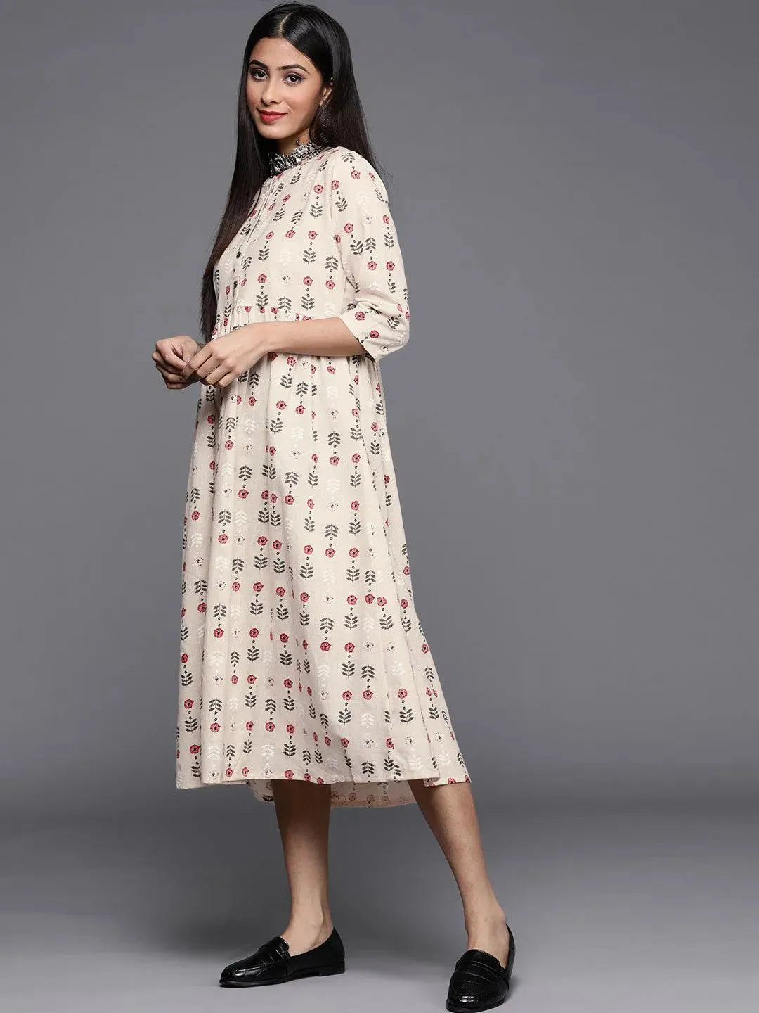 

Buy Off White Printed Cotton Dress - 23349O-XS | Libas Ethnic Wear Online