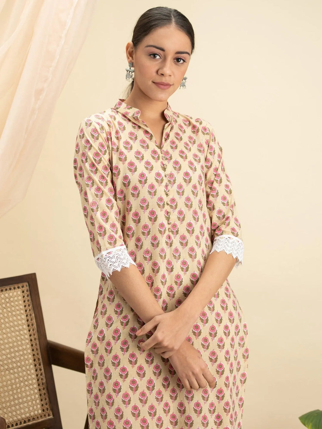 Off-White Printed Kurta Set - Libas 