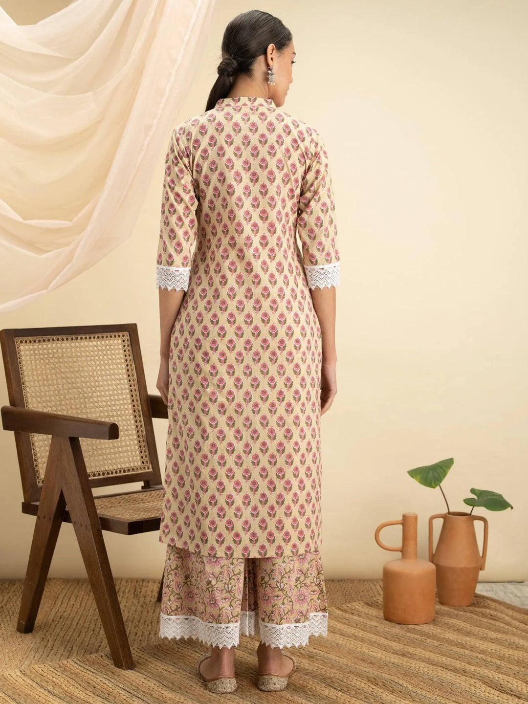 Off-White Printed Kurta Set - Libas 