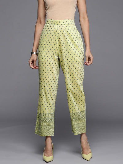 olive printed silk trousers libas 1