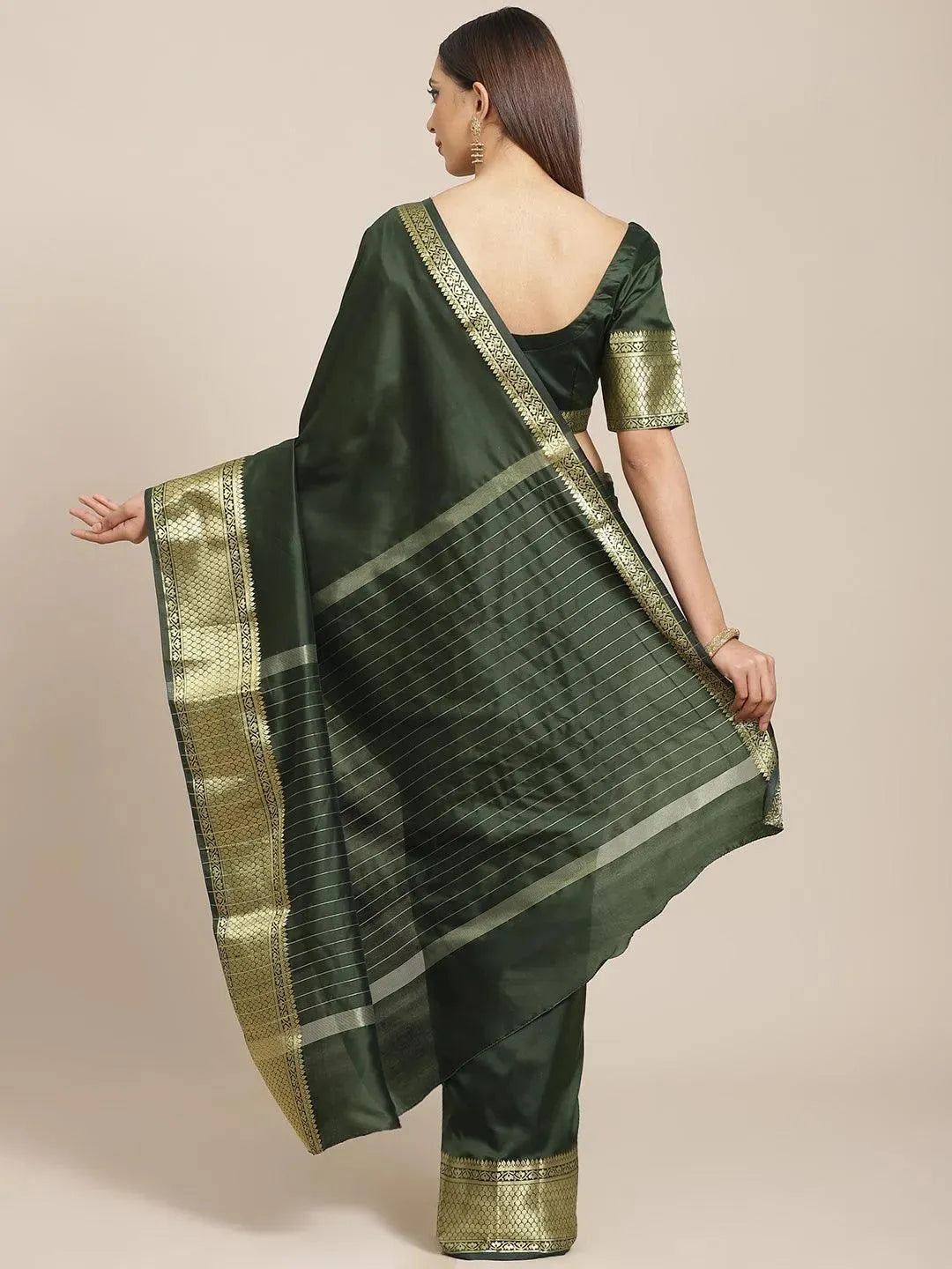 

Olive Solid Silk Blend Saree