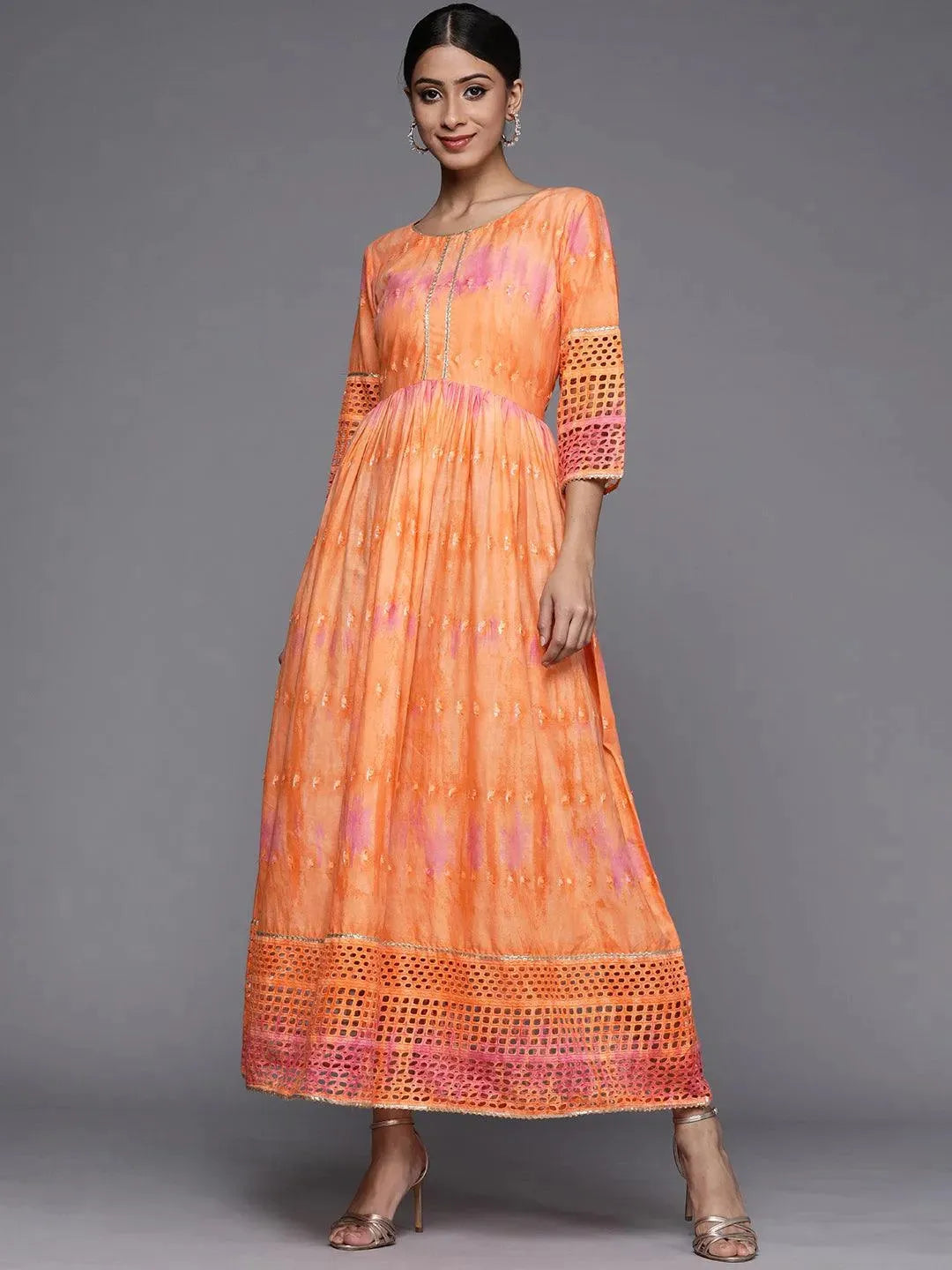 

Buy Orange Dyed Cotton Maxi Dress - 22224E-XXL | Libas Ethnic Wear Online