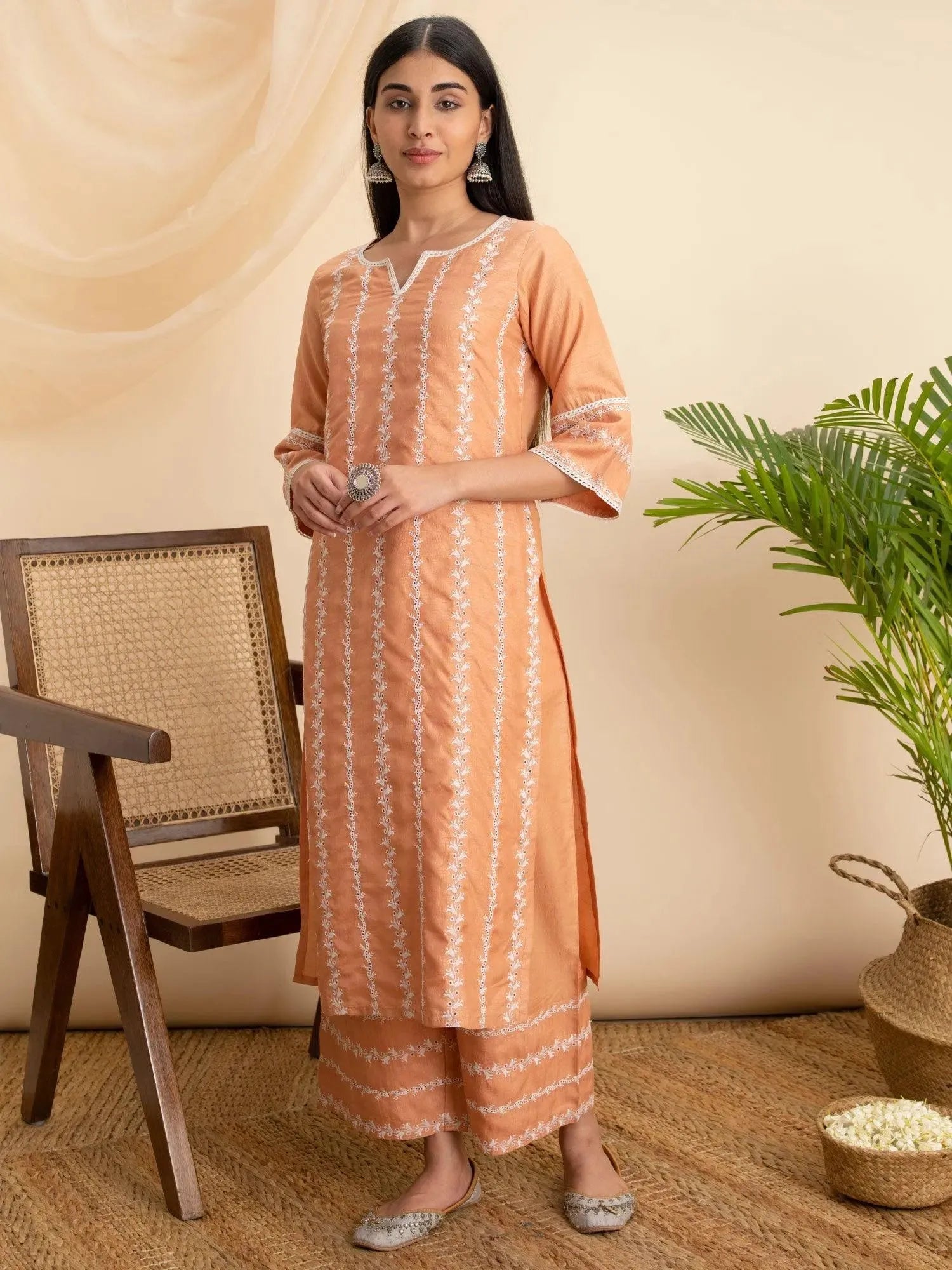 

Buy Orange Embroidered Silk Kurta - 12055O- | Libas Ethnic Wear Online