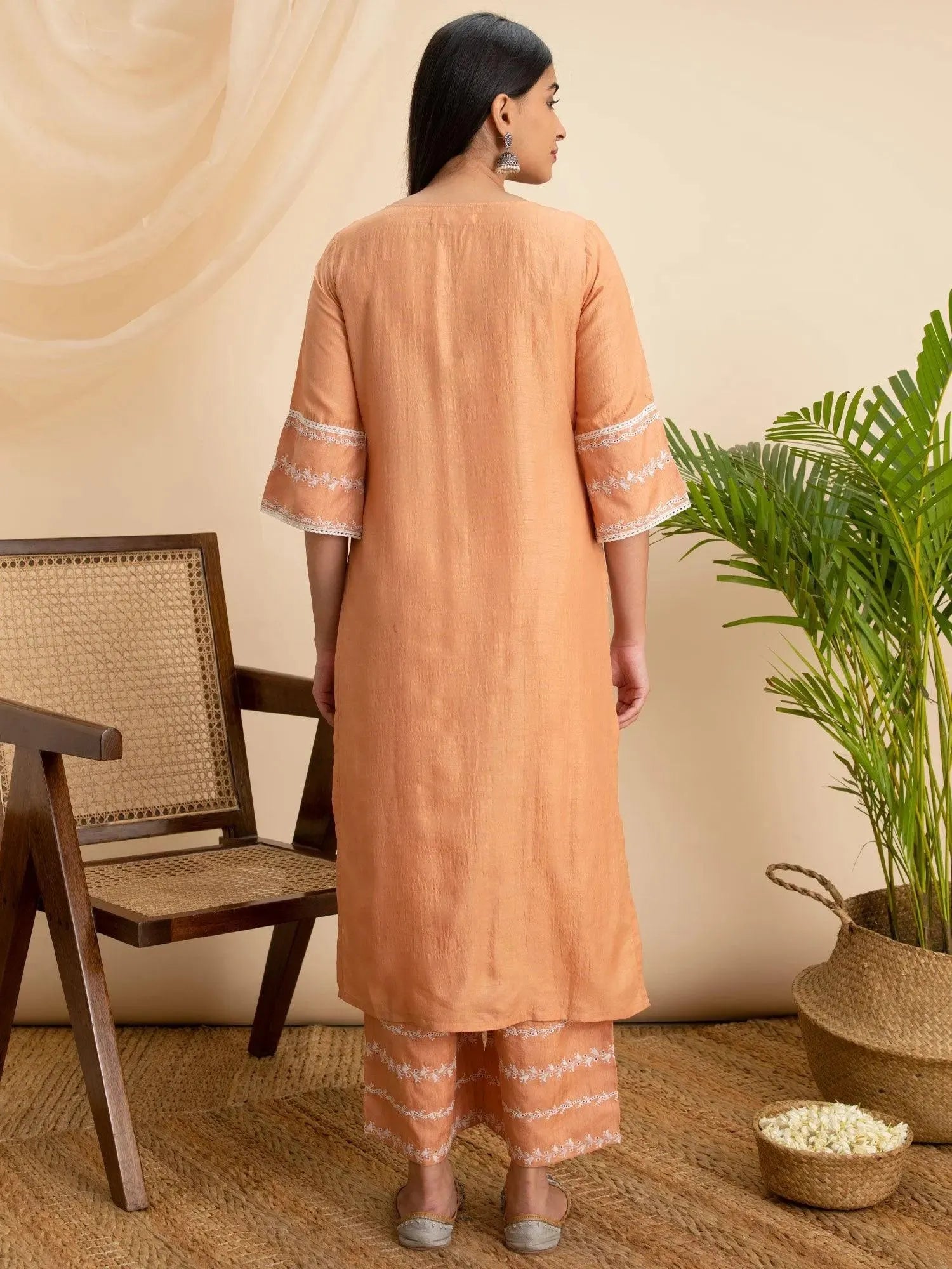 

Buy Orange Embroidered Silk Kurta - 12055O-XS | Libas Ethnic Wear Online