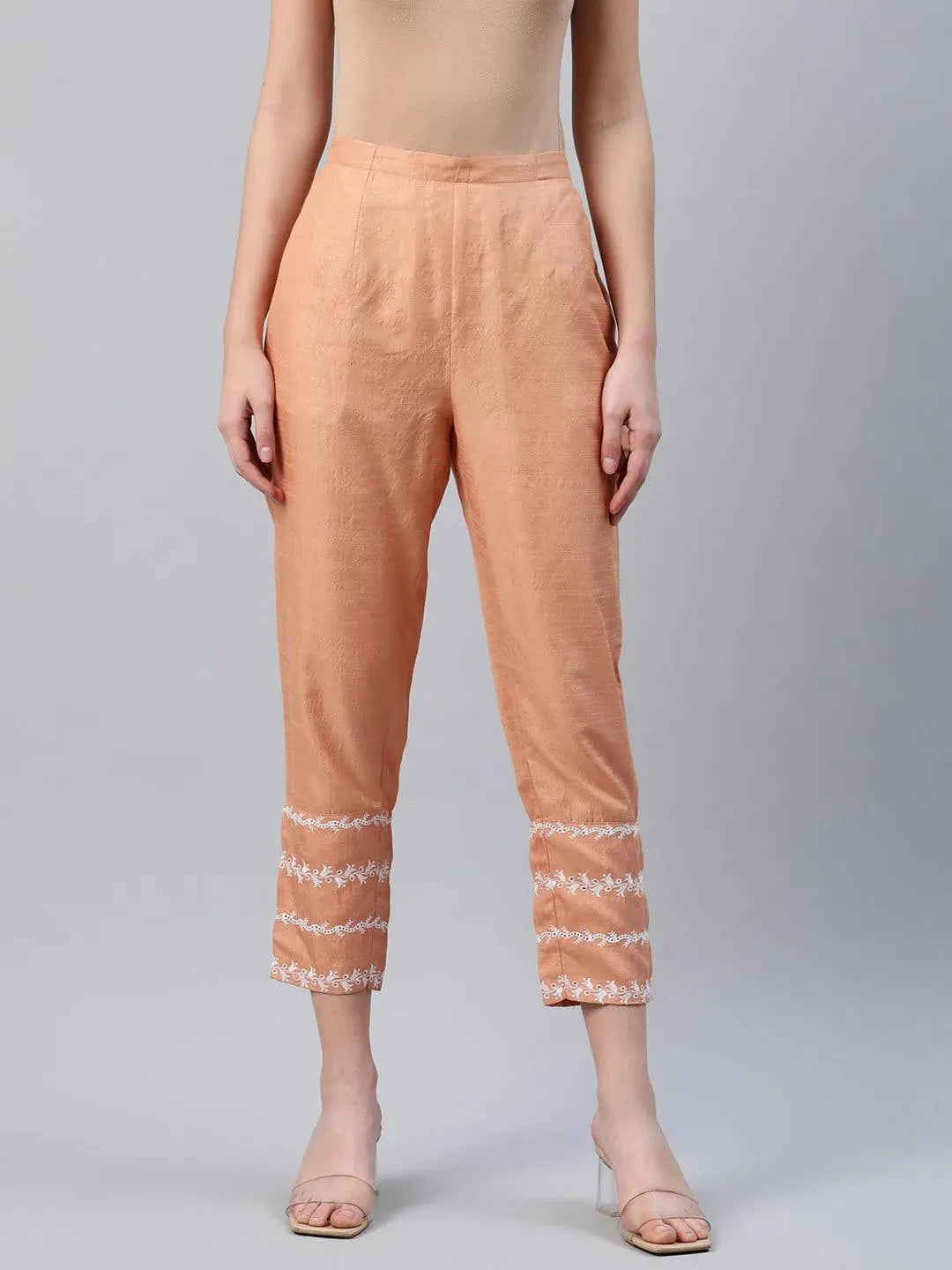 

Buy Orange Embroidered Silk Trousers - PL828O- | Libas Ethnic Wear Online