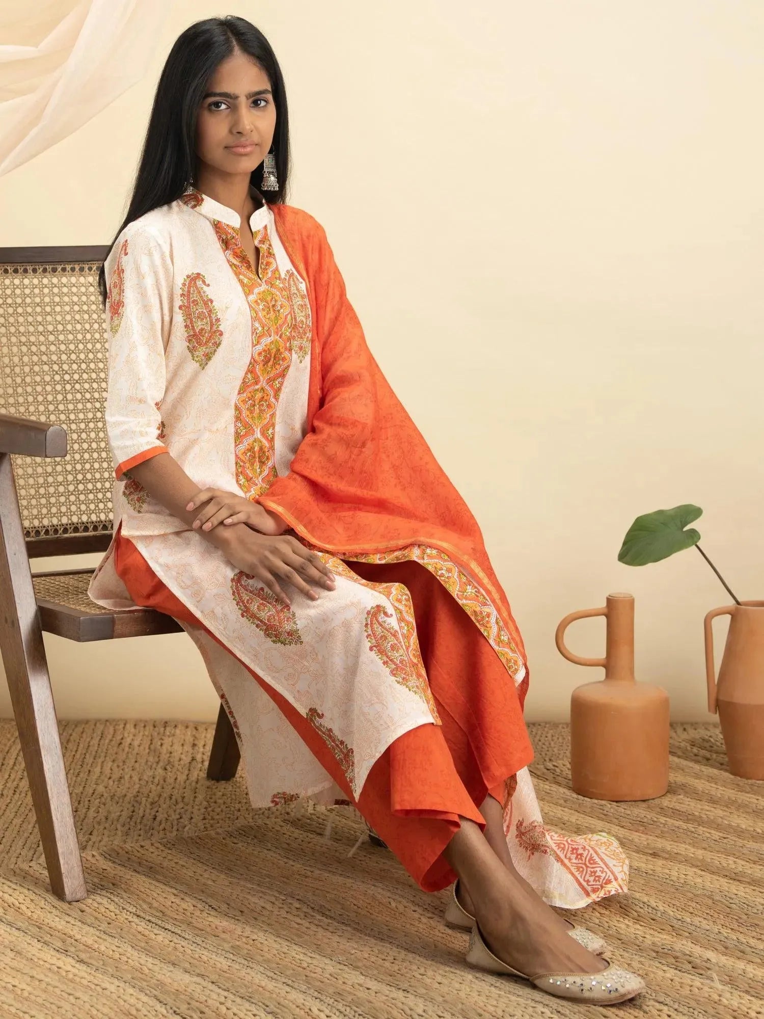 

Buy Orange Printed Cotton Suit Set - 20040O-XS | Libas Ethnic Wear Online