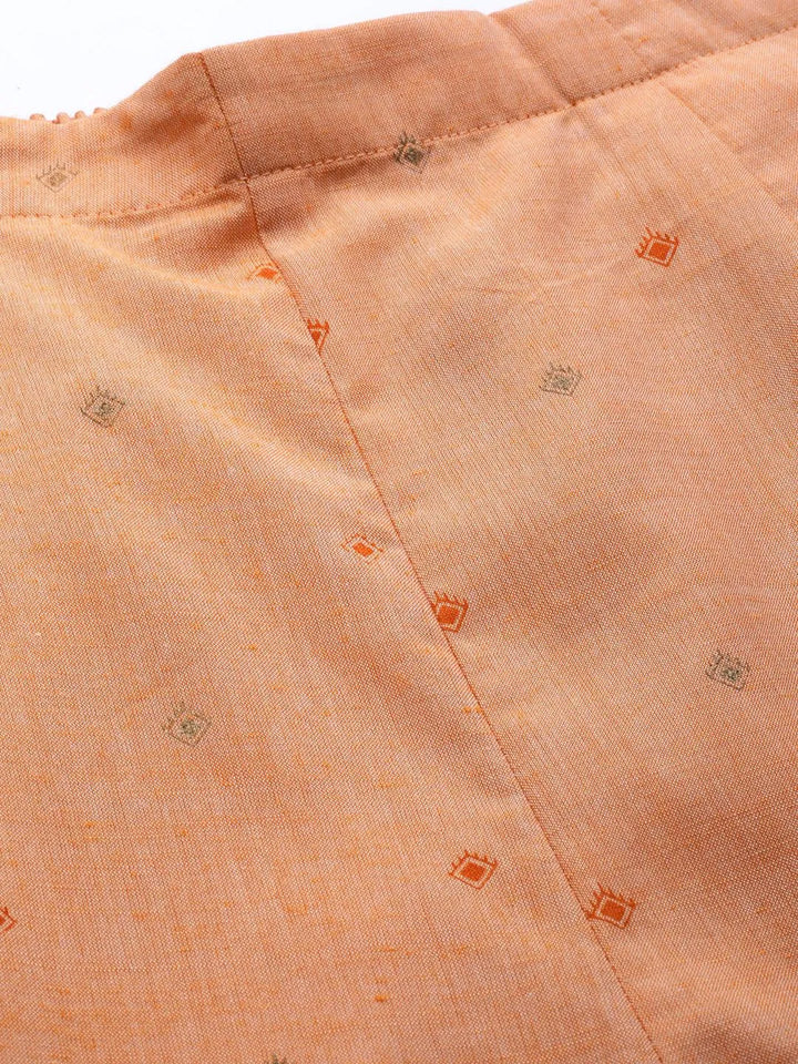 Orange Printed Cotton Trousers - Libas