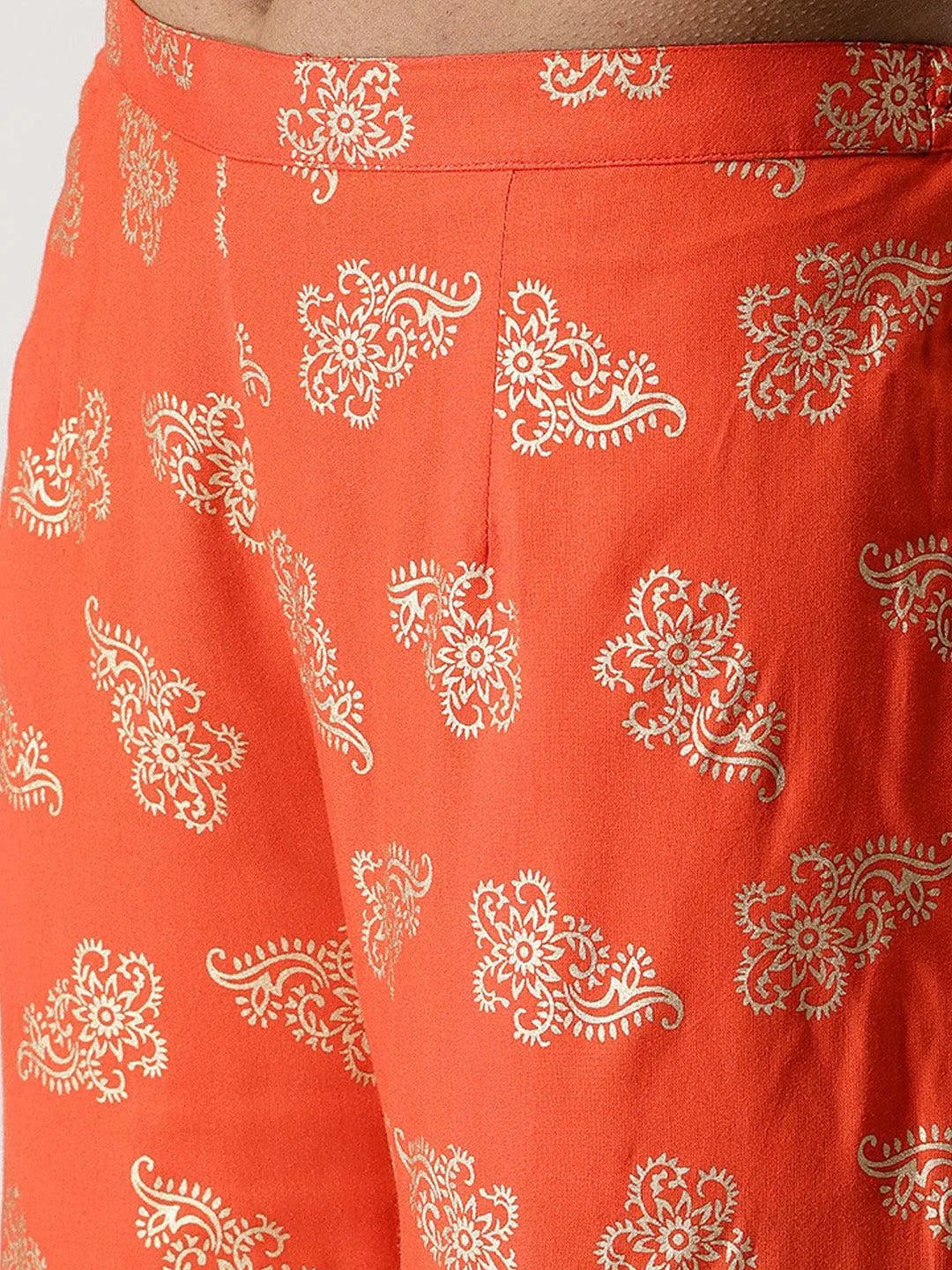 Orange Printed Rayon Palazzos - Libas