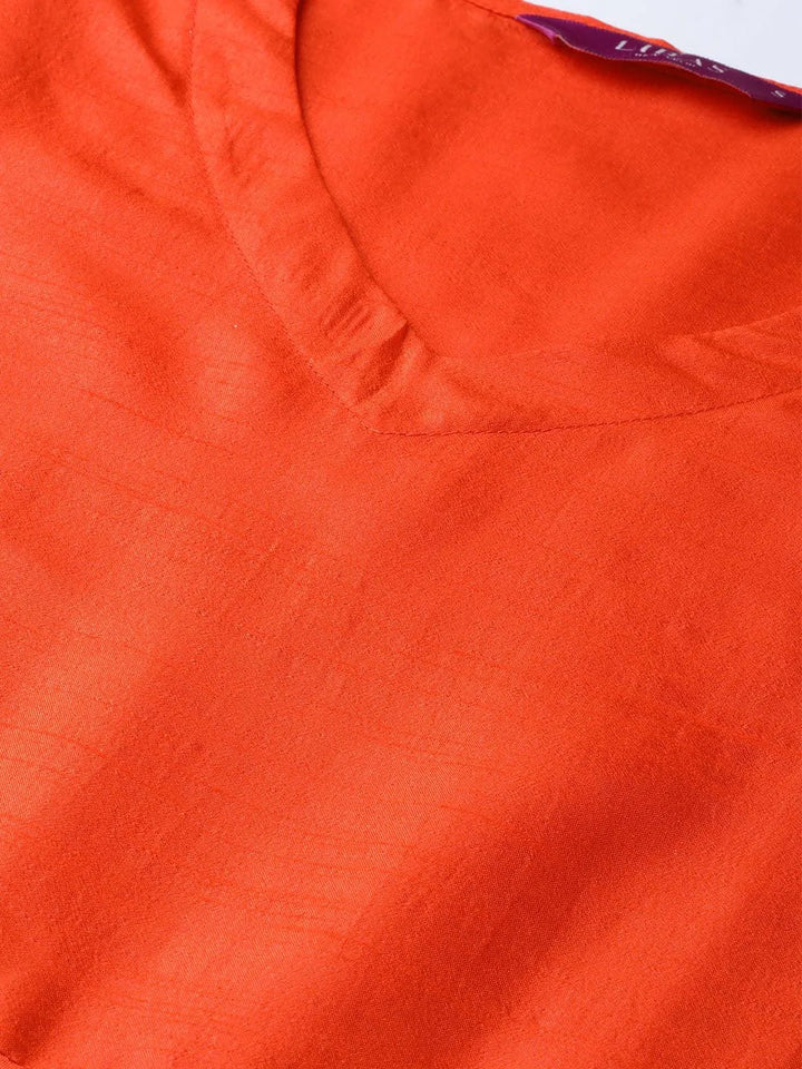 Orange Solid Chanderi Suit Set - Libas