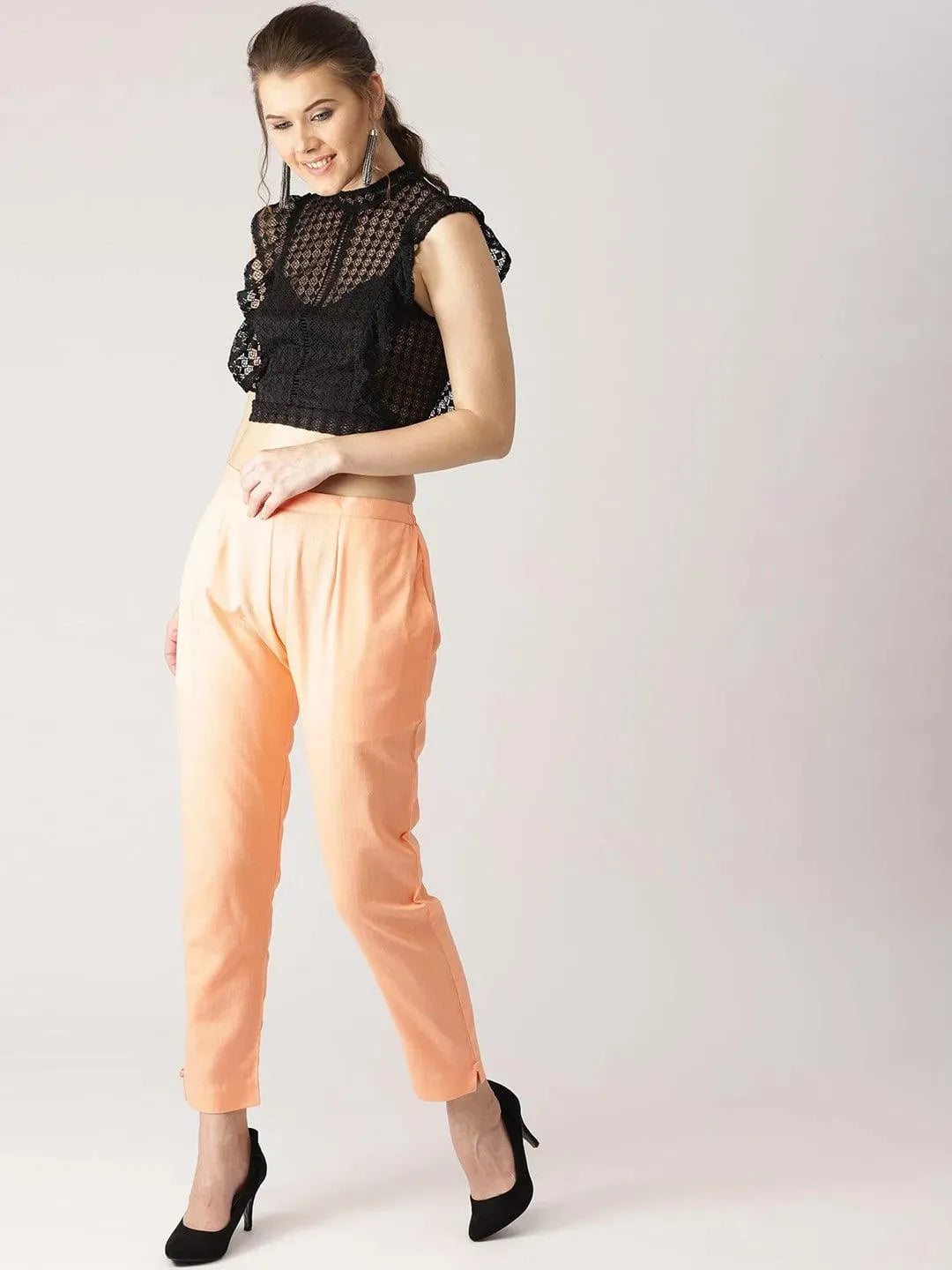 

Buy Orange Solid Cotton Trousers - B095-XL | Libas Ethnic Wear Online