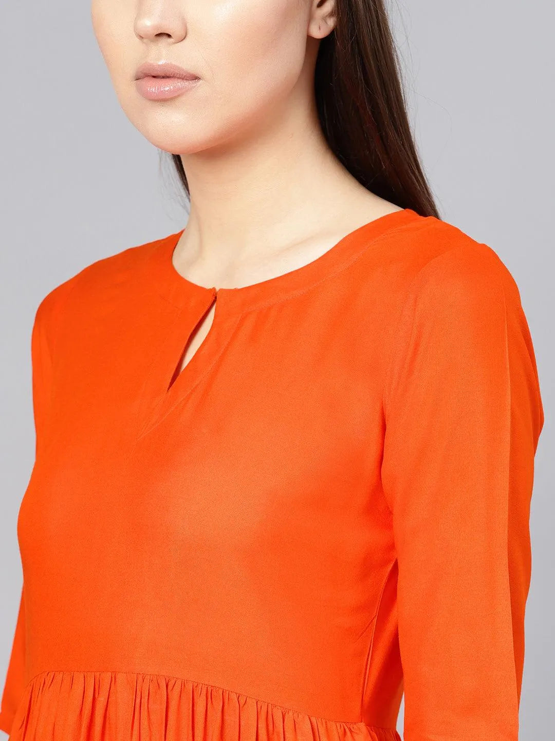 Orange Solid Rayon Kurta Set - Libas