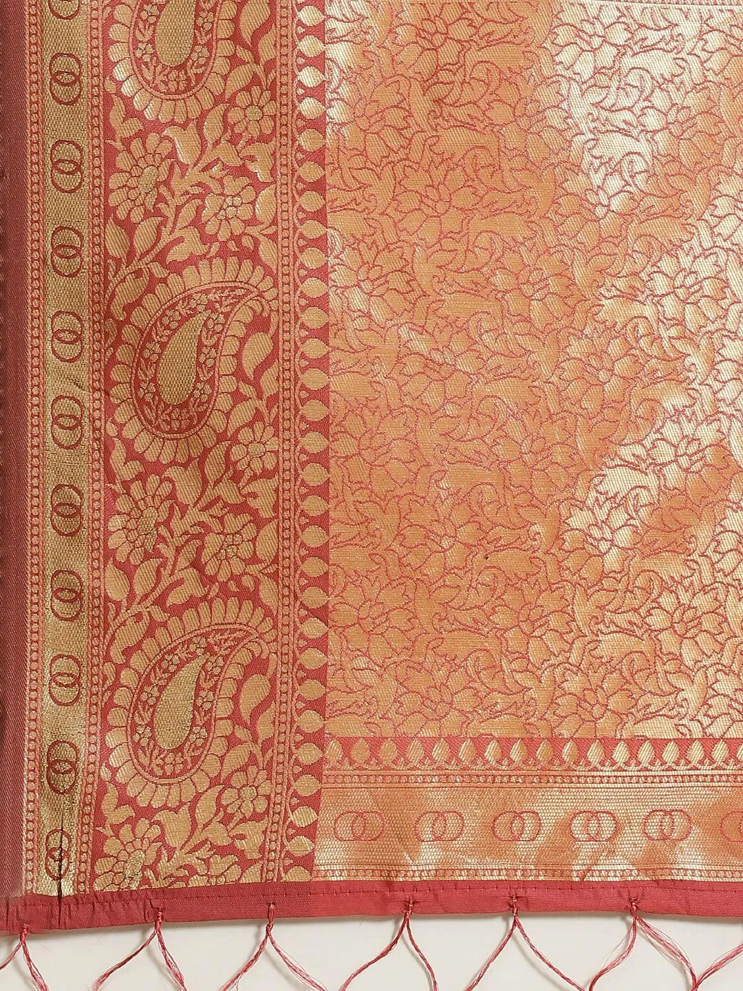 Orange Woven Design Brocade Saree - Libas