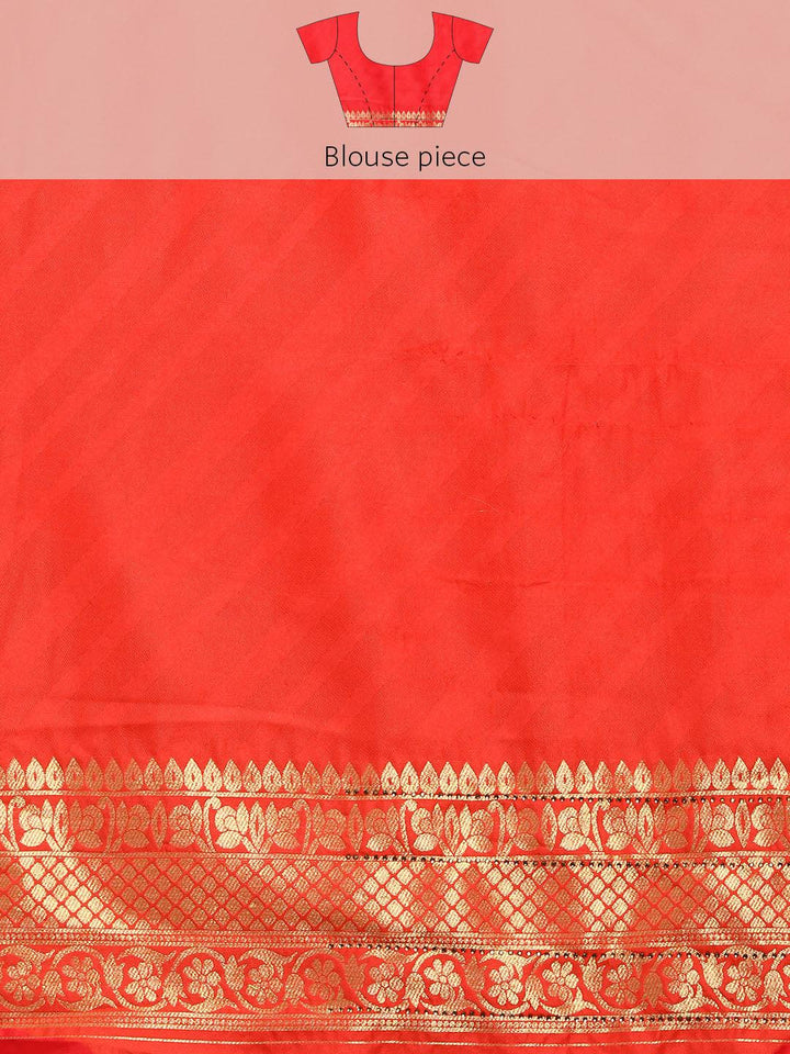 Orange Woven Design Brocade Saree - Libas