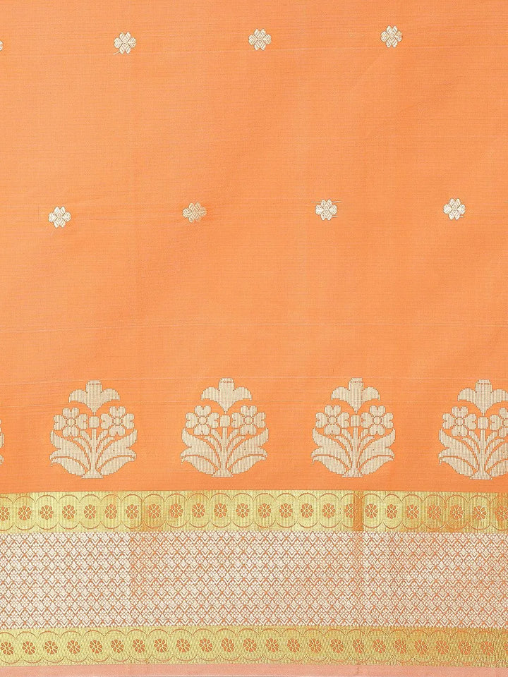 Orange Woven Design Cotton Saree - Libas