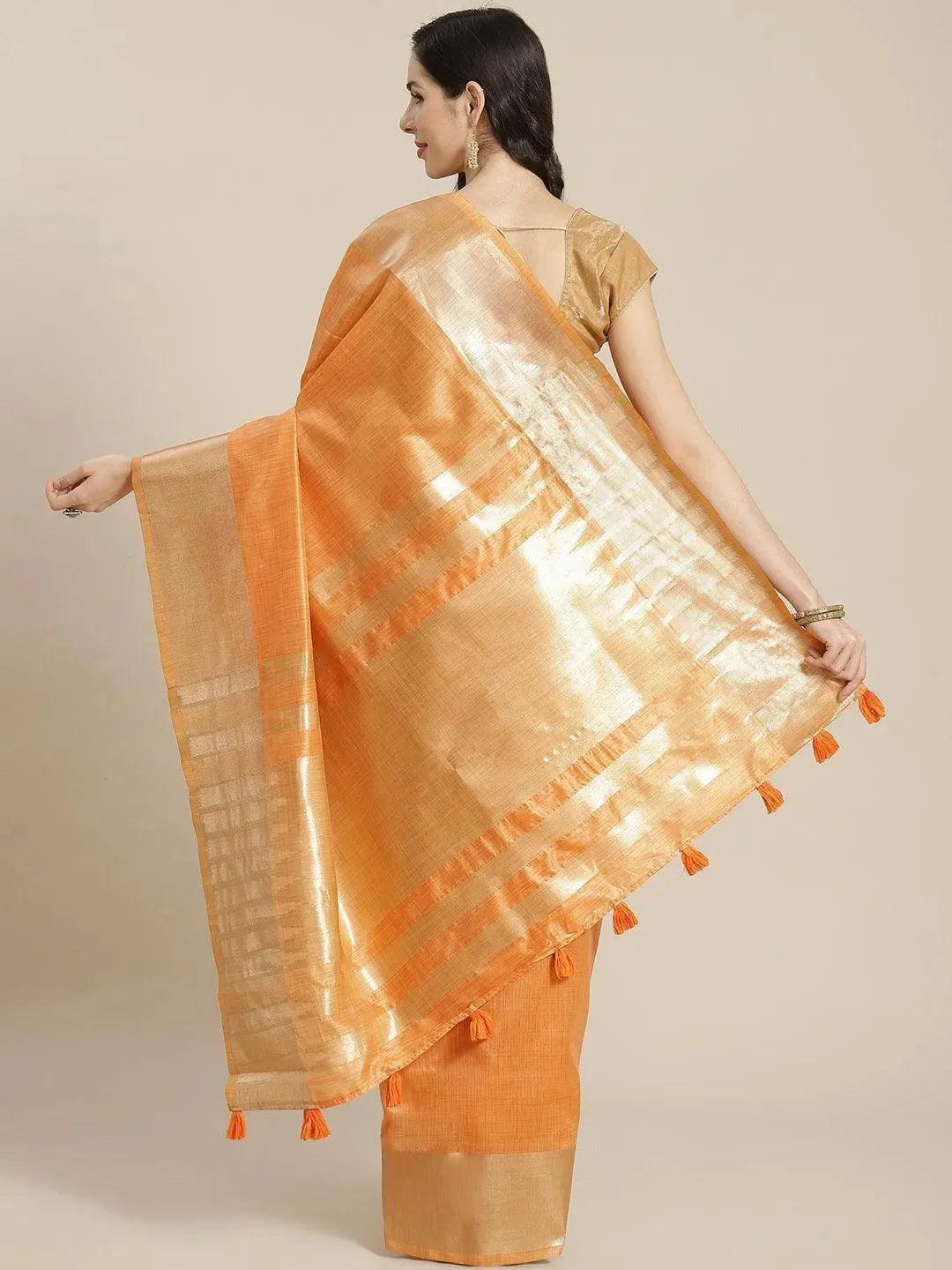 

Buy Orange Woven Design Silk Blend Saree - 14620 | Libas Ethnic Wear Online