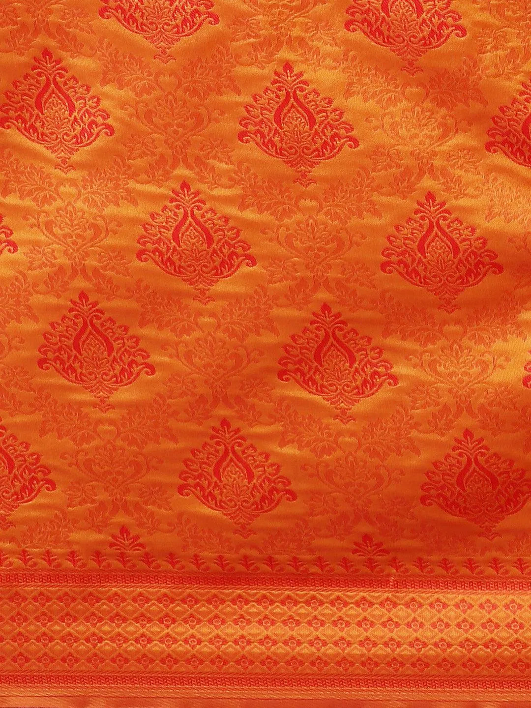 Orange Woven Design Silk Saree - Libas