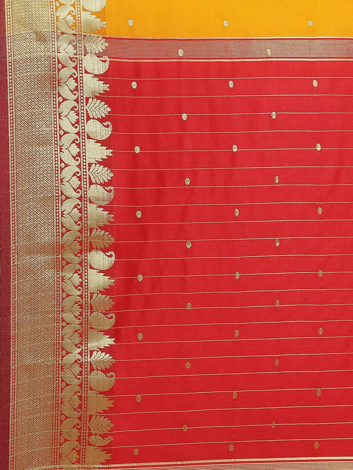 Orange Woven Design Silk Saree - Libas