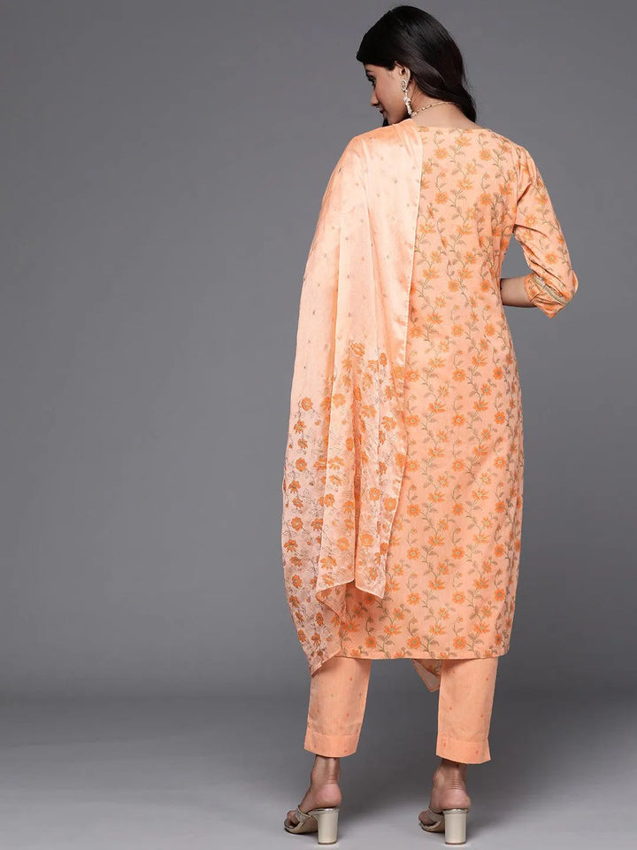 Orange Yoke Design Cotton Suit Set - Libas