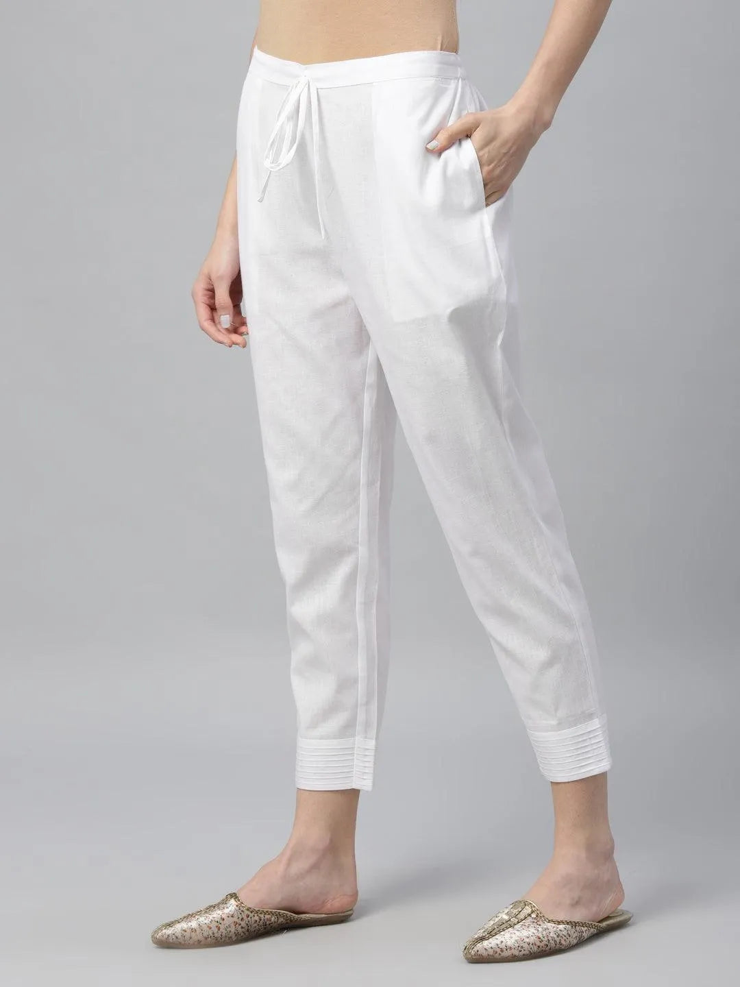 Pack of 2 Solid Cotton Trousers - Libas 