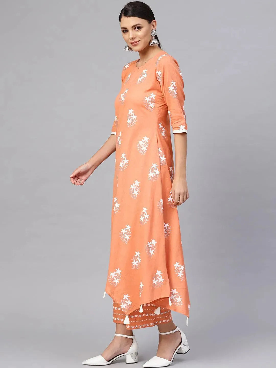 

Buy Peach Printed Cotton Kurta Set - 6374MJ-XS | Libas Ethnic Wear Online