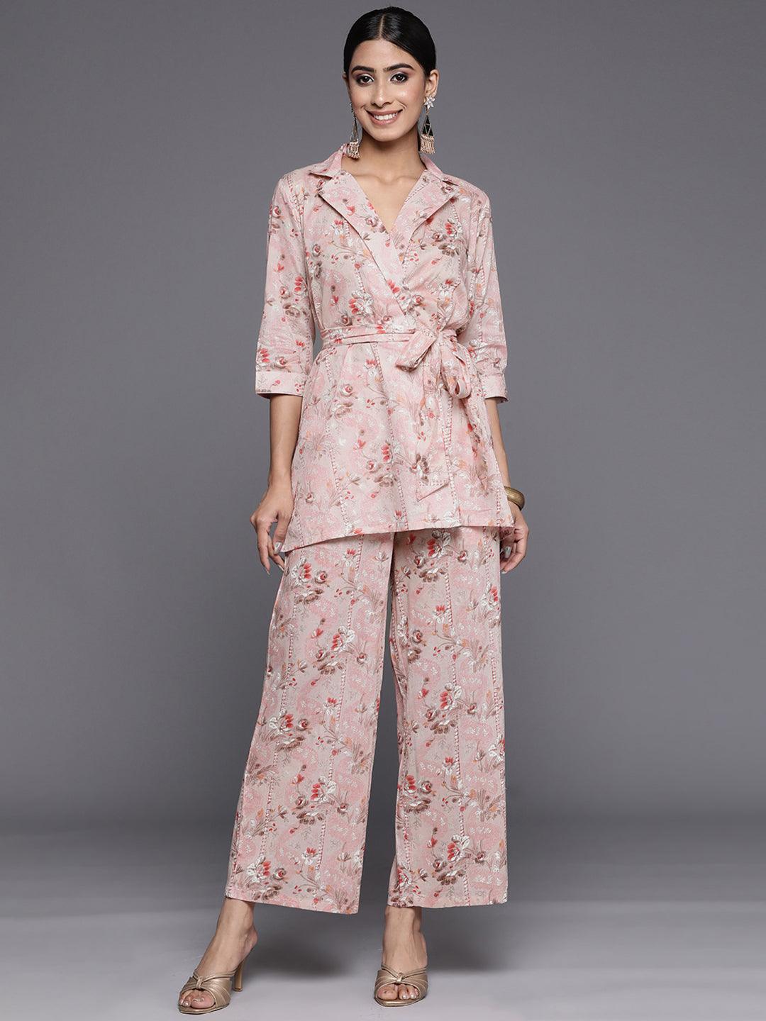 Peach Printed Cotton Co-Ords - Libas