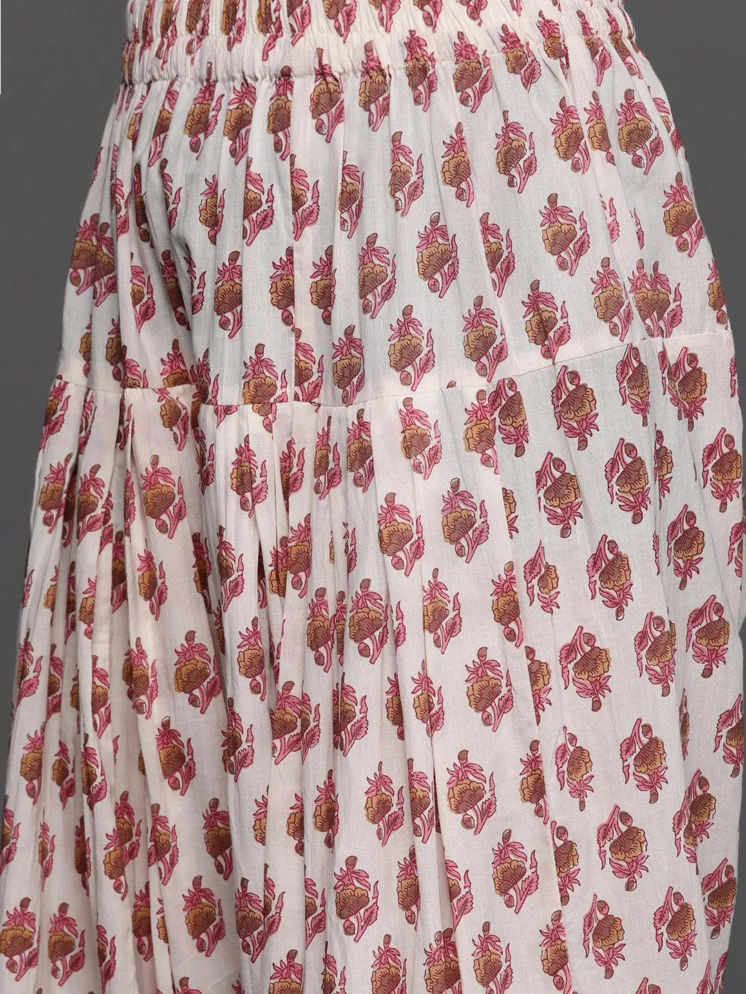 Peach Printed Cotton Suit Set - Libas 