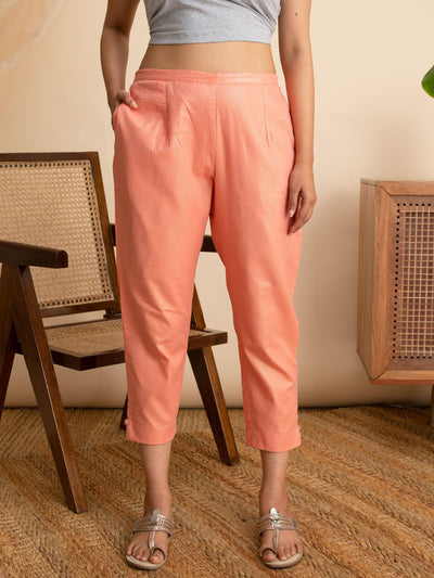Linen Indigo solid Pencil pant for Woman
