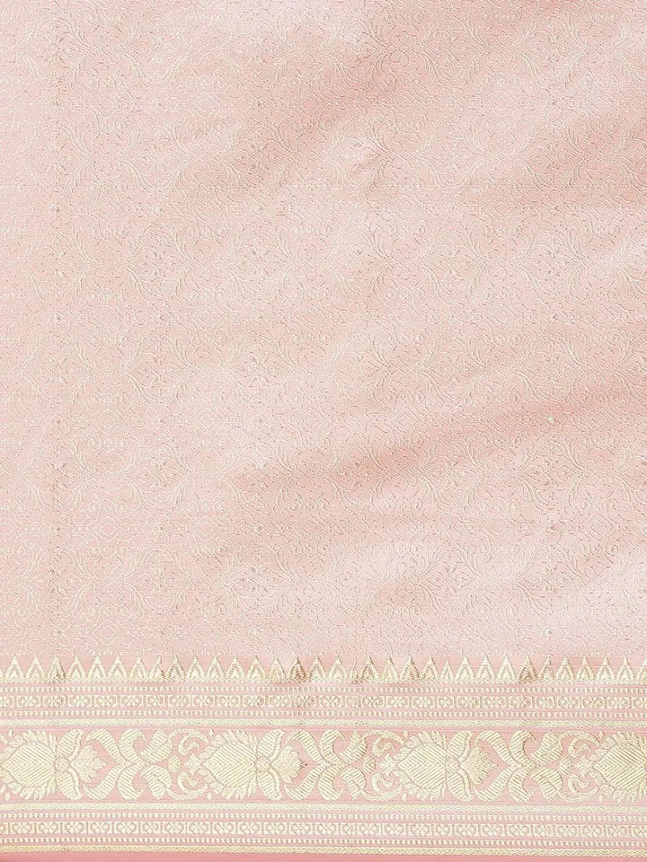 Peach Woven Design Brocade Saree - Libas