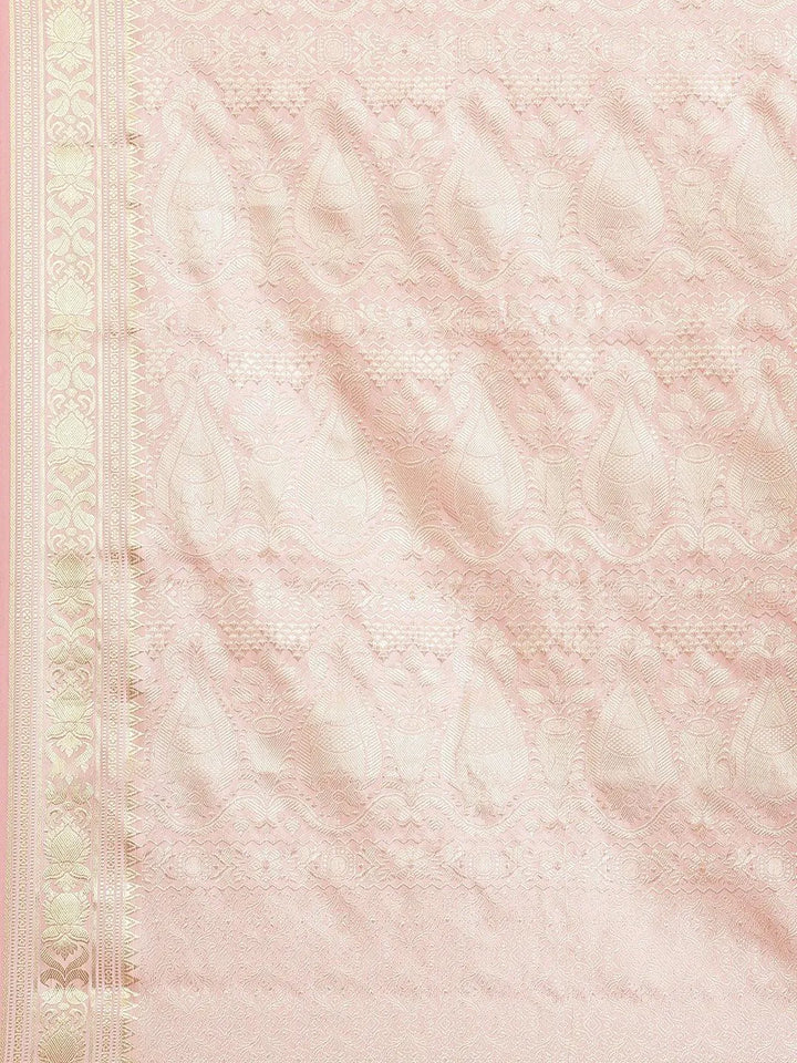 Peach Woven Design Brocade Saree - Libas