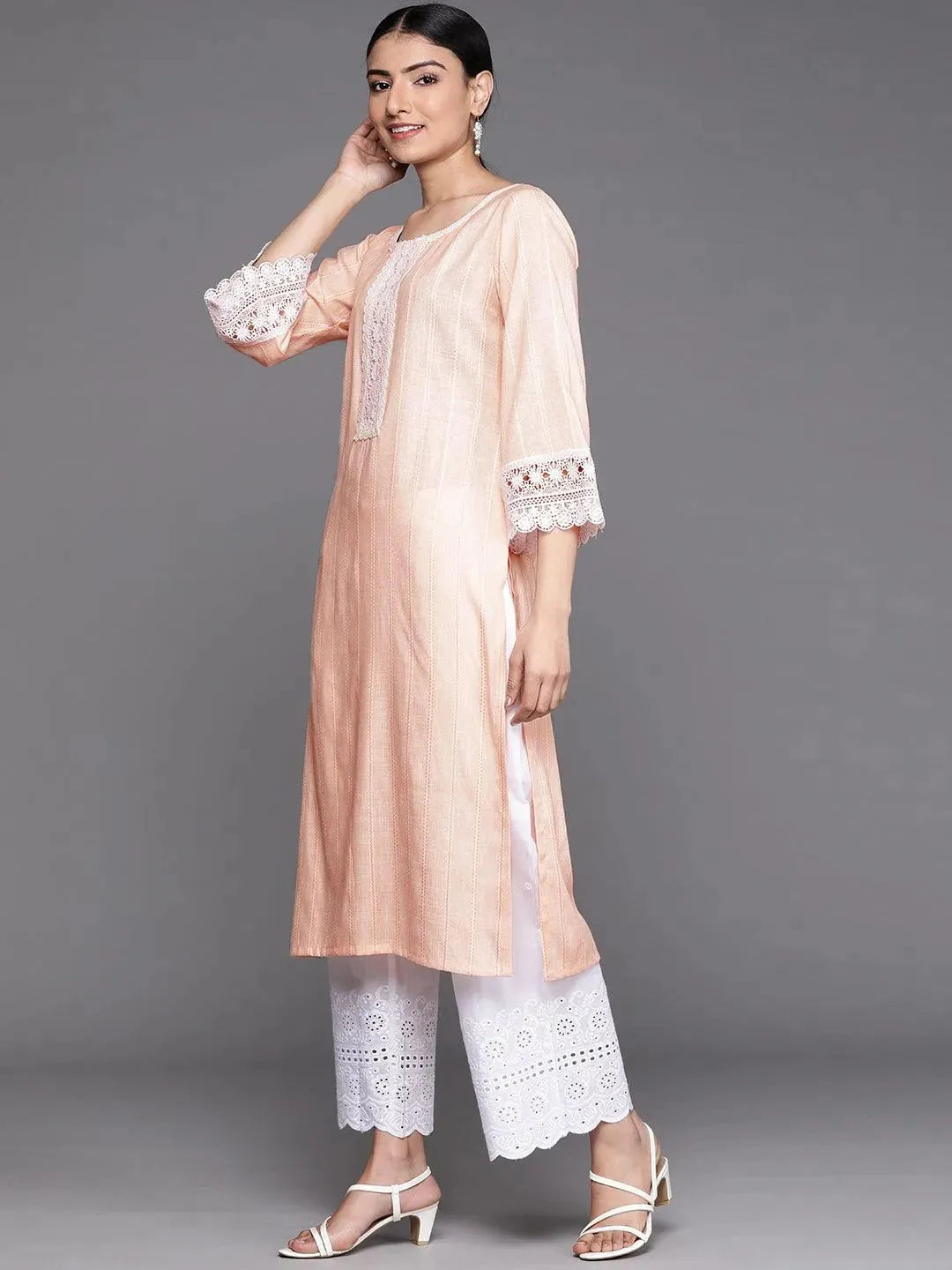 

Buy Peach Woven Design Rayon Kurta - 23152O-XXL | Libas Ethnic Wear Online